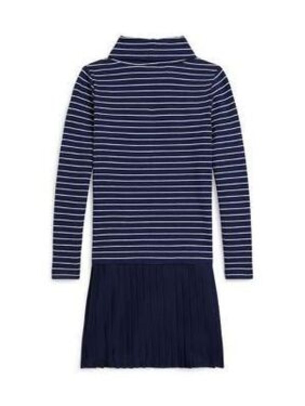 Polo Ralph Lauren Girls 2T-6X Striped Stretch Turtleneck Dress - Navy/White
